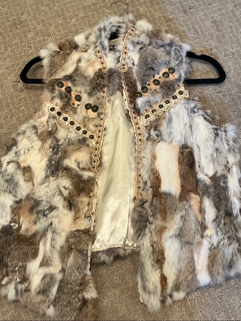 Embellished real rabbit Fur Vest